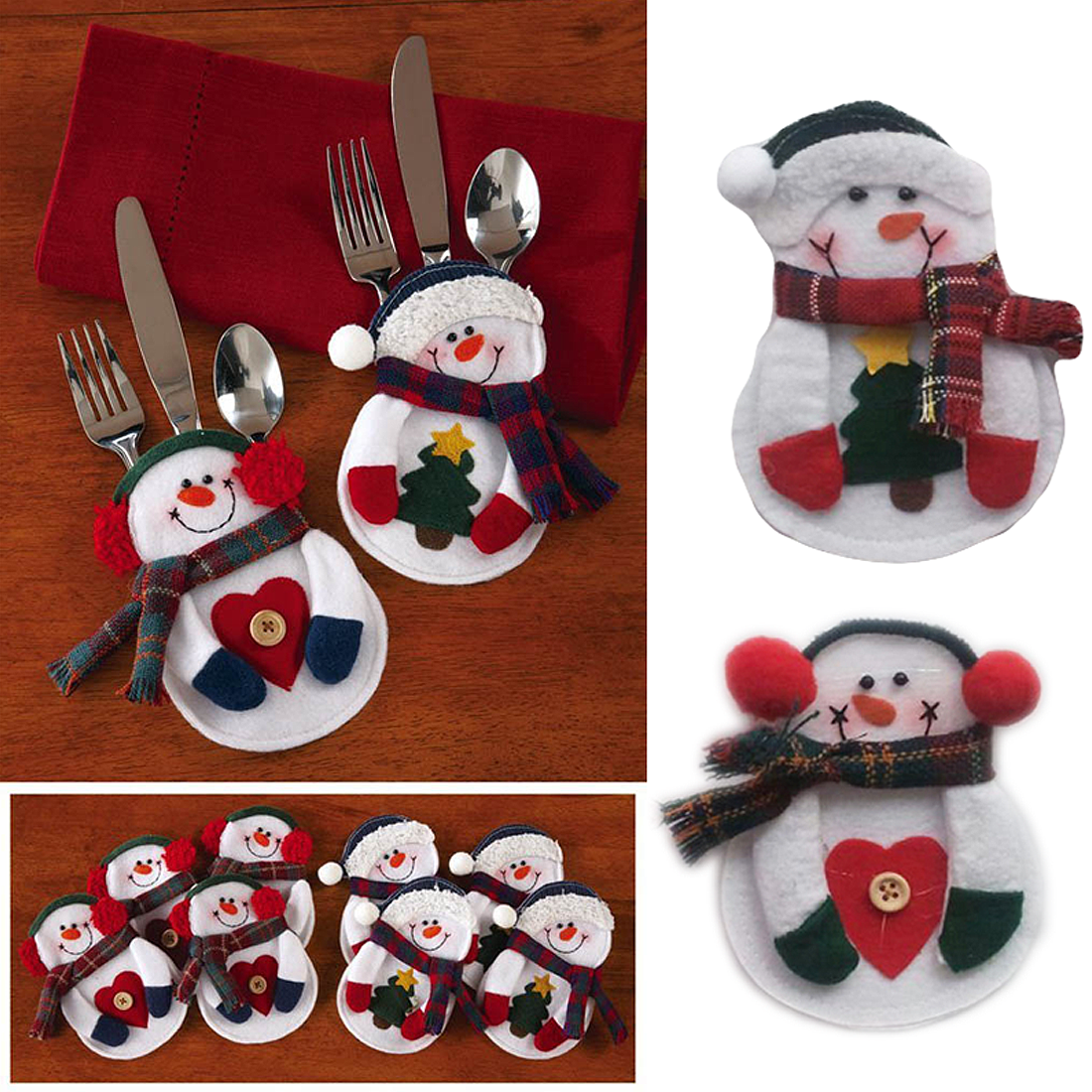 Weihnachts-Bestecktaschen Aus Filz - Weihnachtsmann & Rentier Design