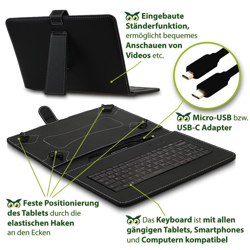 NAmobile Tastatur Hülle Für Blackview Tab 8 – QWERTZ Keyboard Case Mit Standfunktion, Schwarz