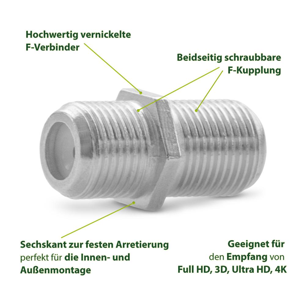 Antennen Kupplung Verbinder 8x F Stecker 4x F Verbinder Sat Adapter Buchse Kabel